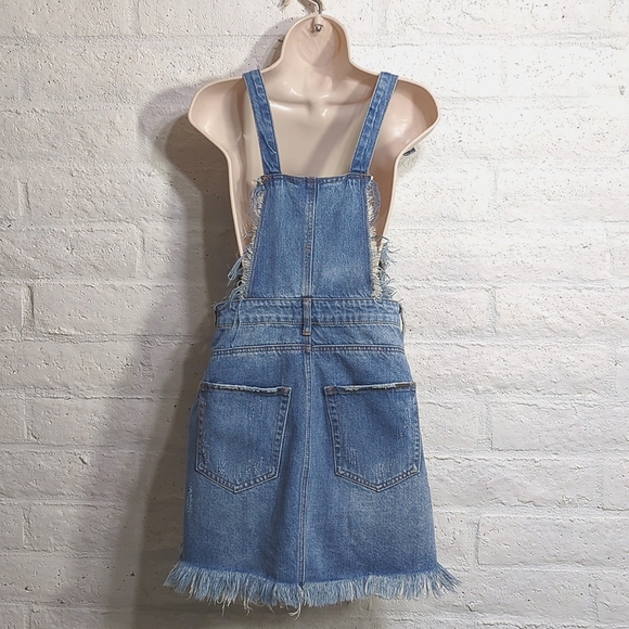 Denim Overall/Skirtall Dress - Picture 3 of 9